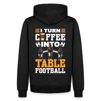 I Turn Coffee Into Table Football - Men’s Premium Organic Hoodie - black - Back - Nico (187cm)