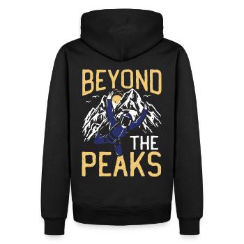 Beyond The Peaks Fallschirmspringen - Männer Premium Bio Hoodie - Schwarz - Hinten - Nico (187cm)