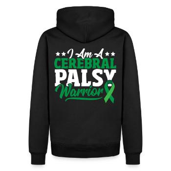 Je suis un guerrier de la paralysie cérébrale - Sweat à capuche Premium bio Homme - noir - Dos - Nico (187cm)