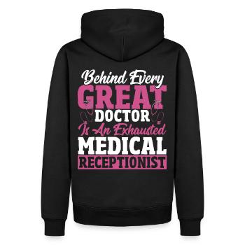Hinter jedem großartigen Arzt steht eine - Männer Premium Bio Hoodie - Schwarz - Hinten - Nico (187cm)