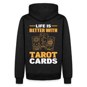 La vie est meilleure avec les cartes de tarot Cartes de tarot - Sweat à capuche Premium bio Homme - noir - Dos - Nico (187cm)
