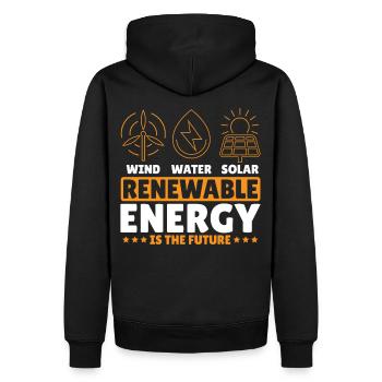 Wind Wasser Solar Erneuerbare Energie ist die - Männer Premium Bio Hoodie - Schwarz - Hinten - Nico (187cm)