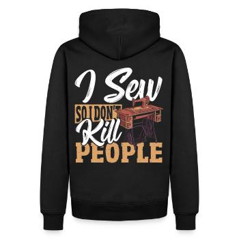 Je couds pour ne pas tuer les gens Couture - Sweat à capuche Premium bio Homme - noir - Dos - Nico (187cm)