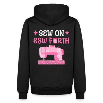 Einnähen und weiternähen Nähender Liebhaber - Männer Premium Bio Hoodie - Schwarz - Hinten - Nico (187cm)