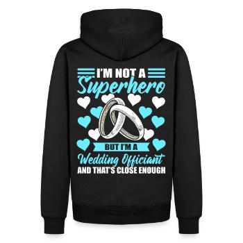 Je ne suis pas un super-héros, je suis un officier de mariage - Sweat à capuche Premium bio Homme - noir - Dos - Nico (187cm)