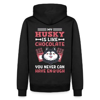 Mein Husky ist wie Schokolade Siberian Husky - Männer Premium Bio Hoodie - Schwarz - Hinten - Nico (187cm)