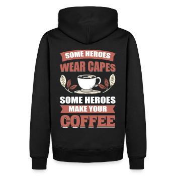 Certains héros portent des capes Certains héros font - Sweat à capuche Premium bio Homme - noir - Dos - Nico (187cm)