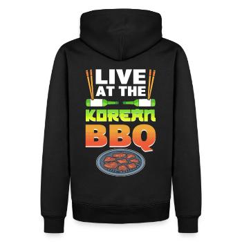 Live im koreanischen BBQ!! Traditionelle - Männer Premium Bio Hoodie - Schwarz - Hinten - Nico (187cm)