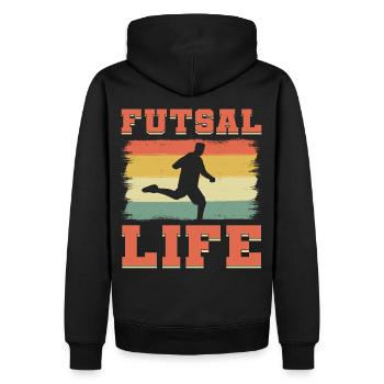 Futsal Life Futsal-Hallenfußball - Männer Premium Bio Hoodie - Schwarz - Hinten - Nico (187cm)