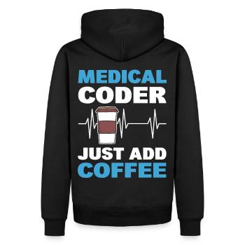 Medizinischer Codierer Einfach Kaffee hinzufügen - Männer Premium Bio Hoodie - Schwarz - Hinten - Nico (187cm)