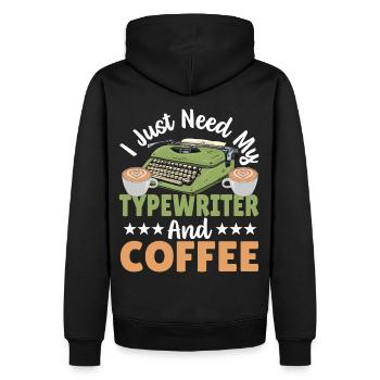Schreibmaschinenautor Ich brauche nur meine - Männer Premium Bio Hoodie - Schwarz - Hinten - Nico (187cm)