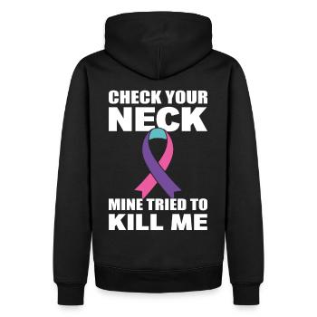 Vérifiez votre cou le mien m’a essayé - Sweat à capuche Premium bio Homme - noir - Dos - Nico (187cm)