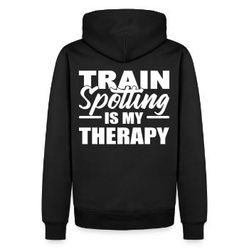 Train Spotting Is My Therapy Trainspotter - Men’s Premium Organic Hoodie - black - Back - Nico (187cm)