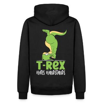 T-Rex déteste les dinosaures tyrannosaures - Sweat à capuche Premium bio Homme - noir - Dos - Nico (187cm)