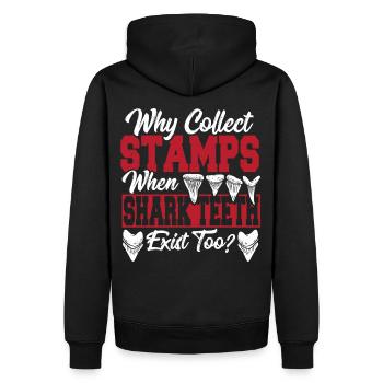 Why Collect Stamps When Shark Teeth Exist? Teeth - Men’s Premium Organic Hoodie - black - Back - Nico (187cm)