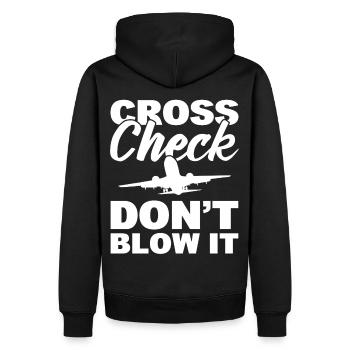 Cross Check Don't Blow It Flight Attendant - Männer Premium Bio Hoodie - Schwarz - Hinten - Nico (187cm)