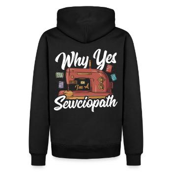 Quilten Warum Ja, ich bin ein Sewciopath Nähen - Männer Premium Bio Hoodie - Schwarz - Hinten - Nico (187cm)