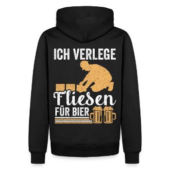 Ich legen Fliesen für Bier Fliesenleger Baustelle - Männer Premium Bio Hoodie - Schwarz - Hinten - Nico (187cm)