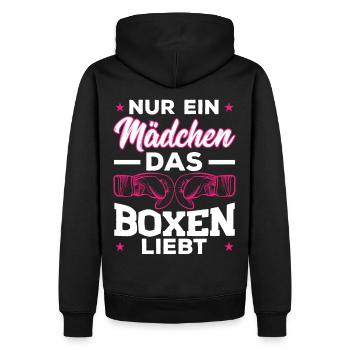 Nur ein Mädchen, das Boxen liebt Boxen Sport - Männer Premium Bio Hoodie - Schwarz - Hinten - Nico (187cm)