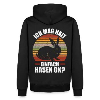 Ich mag halt einfach Hasen OK? Süsses Hasi - Männer Premium Bio Hoodie - Schwarz - Hinten - Nico (187cm)