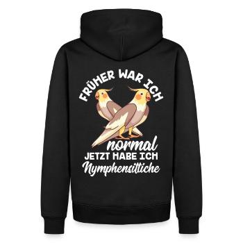 Früher war ich normal jetzt habe ich - Männer Premium Bio Hoodie - Schwarz - Hinten - Nico (187cm)
