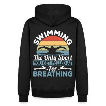 Schwimmen Die einzige Sportart, bei der man für - Männer Premium Bio Hoodie - Schwarz - Hinten - Nico (187cm)