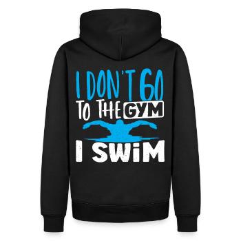 Schwimmer Ich gehe nicht ins Fitnessstudio Ich - Männer Premium Bio Hoodie - Schwarz - Hinten - Nico (187cm)
