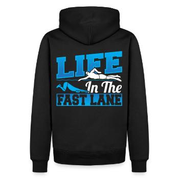La vie du nageur sur la voie rapide Natation - Sweat à capuche Premium bio Homme - noir - Dos - Nico (187cm)