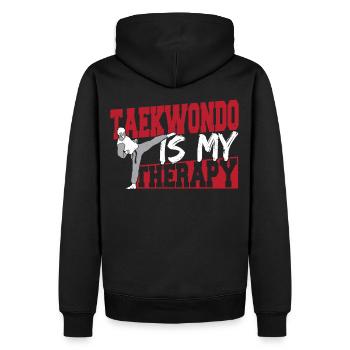 L’art martial Taekwondo est ma thérapie Taekwondo - Sweat à capuche Premium bio Homme - noir - Dos - Nico (187cm)