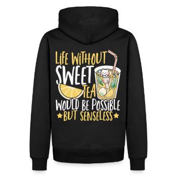 Une vie sans thé sucré serait possible, mais - Sweat à capuche Premium bio Homme - noir - Dos - Nico (187cm)