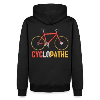 Cyclopathe humour vélo cadeau cyclisme cycliste - Sweat à capuche Premium bio Homme - noir - Dos - Nico (187cm)