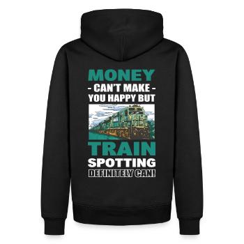 Trainspotting Geld kann nicht glücklich machen, - Männer Premium Bio Hoodie - Schwarz - Hinten - Nico (187cm)