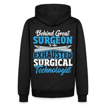 Hinter einem großen Chirurgen steht ein - Männer Premium Bio Hoodie - Schwarz - Hinten - Nico (187cm)