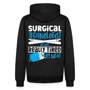 Chirurgischer Technologe bei Tag wirklich müde - Männer Premium Bio Hoodie - Schwarz - Hinten - Nico (187cm)