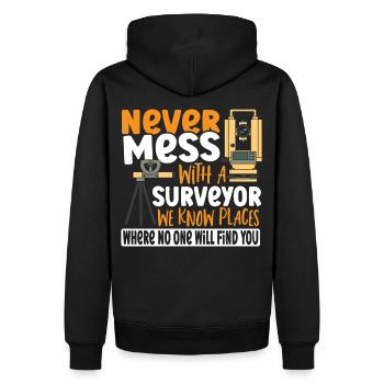 Cartographe d’arpentage Ne jouez jamais avec un - Sweat à capuche Premium bio Homme - noir - Dos - Nico (187cm)
