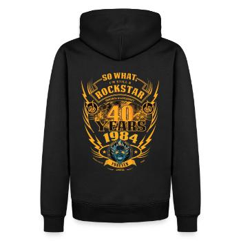 40. Geburtstag 1984 Rock'n Roll für immer Geschenk - Männer Premium Bio Hoodie - Schwarz - Hinten - Nico (187cm)