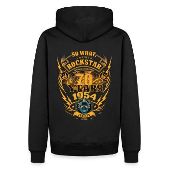 70. Geburtstag 1954 Rock'n Roll für immer Geschenk - Männer Premium Bio Hoodie - Schwarz - Hinten - Nico (187cm)