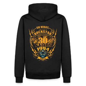 30. Geburtstag 1994 Rock'n Roll für immer Geschenk - Männer Premium Bio Hoodie - Schwarz - Hinten - Nico (187cm)