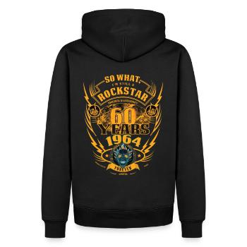 60. Geburtstag 1964 Rock'n Roll für immer Geschenk - Männer Premium Bio Hoodie - Schwarz - Hinten - Nico (187cm)