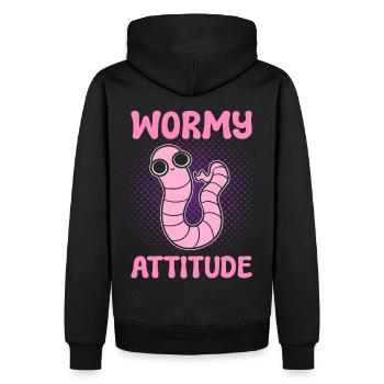 Wormy Attitude Worm Farming Vermiculture Worm - Männer Premium Bio Hoodie - Schwarz - Hinten - Nico (187cm)