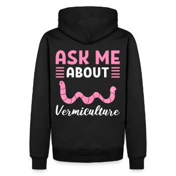 Posez-moi des questions sur l’élevage de vers de vermiculture / - Sweat à capuche Premium bio Homme - noir - Dos - Nico (187cm)