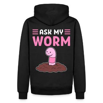 Ask My Worm Worm Farming Vermiculture Worm Farmer - Männer Premium Bio Hoodie - Schwarz - Hinten - Nico (187cm)