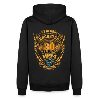 30. Geburtstag 1994 Rock'n Roll für immer Geschenk - Männer Premium Bio Hoodie - Schwarz - Hinten - Nico (187cm)