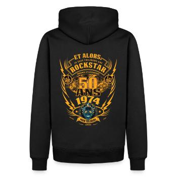 50. Geburtstag 1974 Rock'n Roll für immer Geschenk - Männer Premium Bio Hoodie - Schwarz - Hinten - Nico (187cm)