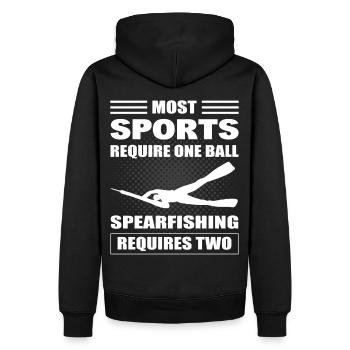 La plupart des sports en nécessitent un, la chasse sous-marine en nécessite deux - Sweat à capuche Premium bio Homme - noir - Dos - Nico (187cm)