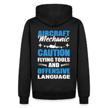 Aircraft Mechanic Caution Flying Tools And - Men’s Premium Organic Hoodie - black - Back - Nico (187cm)