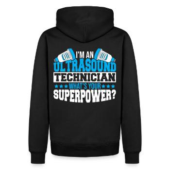 Je suis technicien en échographie Quel est votre - Sweat à capuche Premium bio Homme - noir - Dos - Nico (187cm)