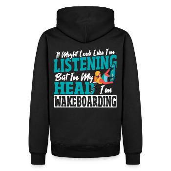 Wakeboarder dans ma tête Je fais du wakeboard - Sweat à capuche Premium bio Homme - noir - Dos - Nico (187cm)