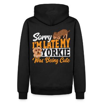 Je suis désolé d’être en retard, mais mon - Sweat à capuche Premium bio Homme - noir - Dos - Nico (187cm)