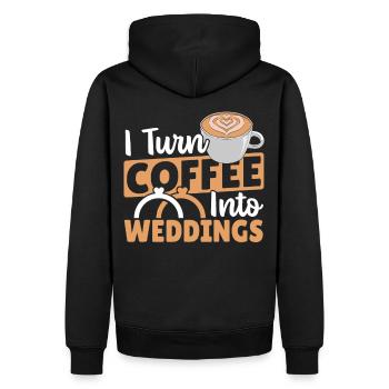 Hochzeitsplanung I Turn Coffee Into Weddings - Männer Premium Bio Hoodie - Schwarz - Hinten - Nico (187cm)